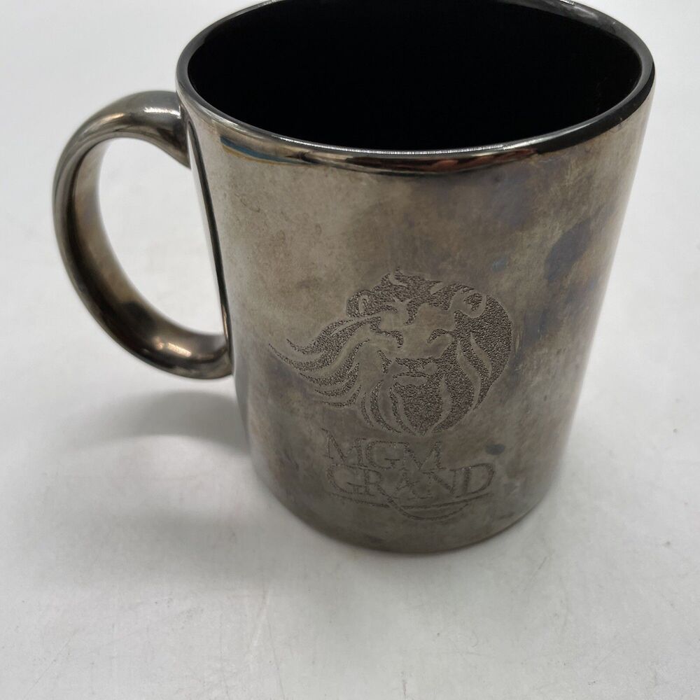 MGM Grand Casino Las Vegas Mug Etched Lion Face 1996 Vintage
